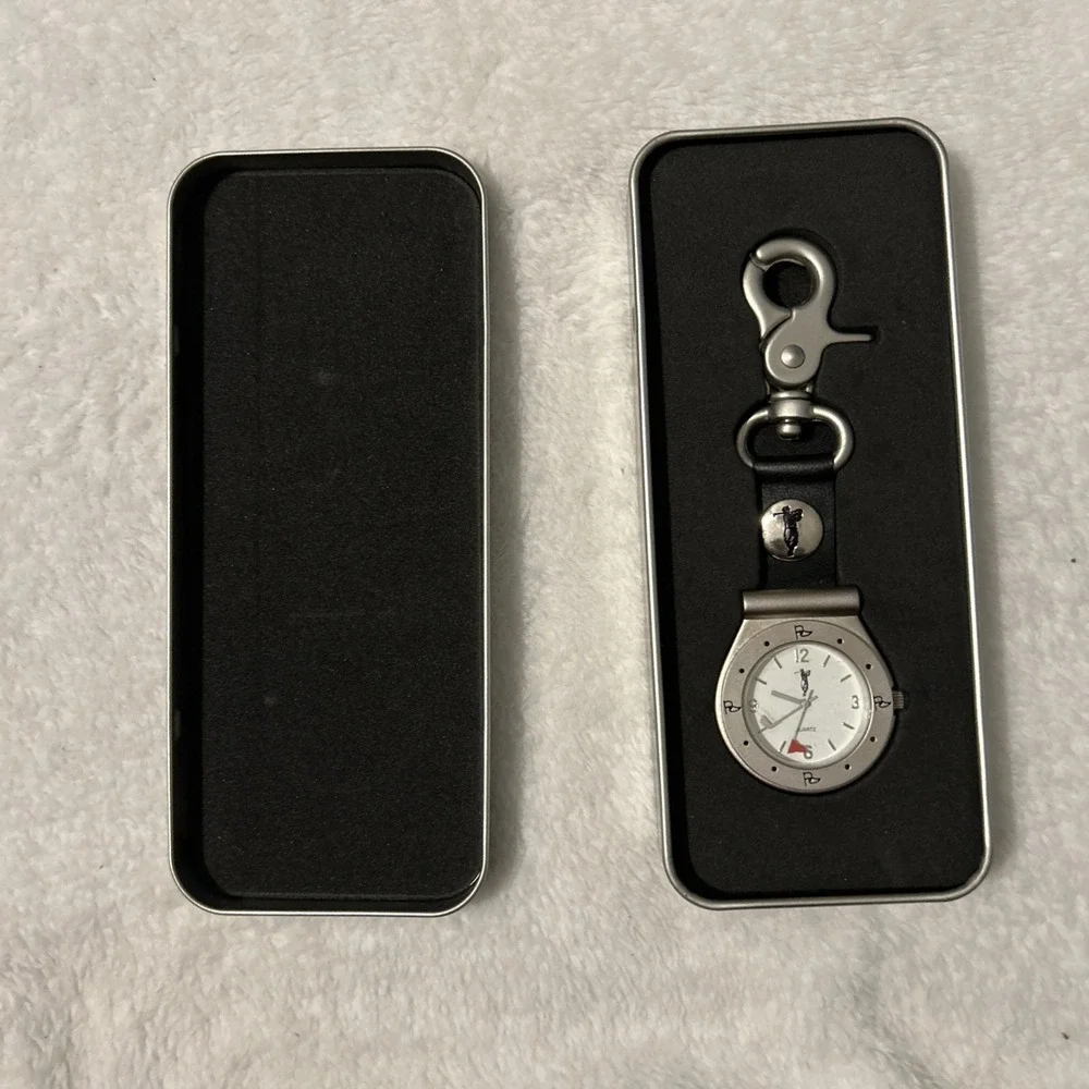 ProActive Sports Golf Pocket Watch Quartz Clip Keychain Golfer w/ Tin